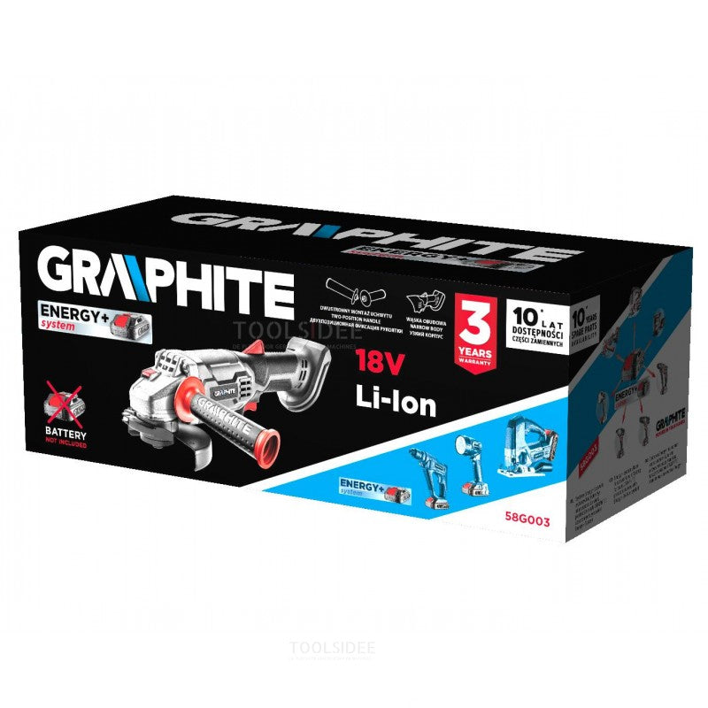 GRAPHITE SMERIGLIATRICE ANGOLARE ENERGY+ 18V. LI-ION, DISCO 115X22.2 MM