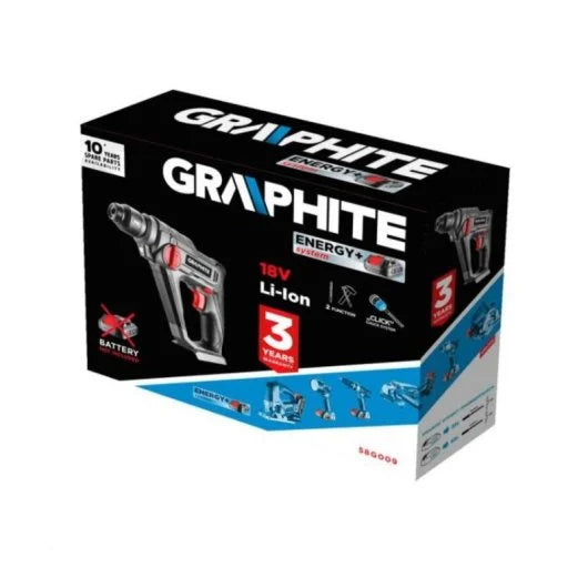 GRAPHITE TASSELLATORE SDS+ ENERGY+ 18V, LI-ION; FORZA IMPATTO 0
