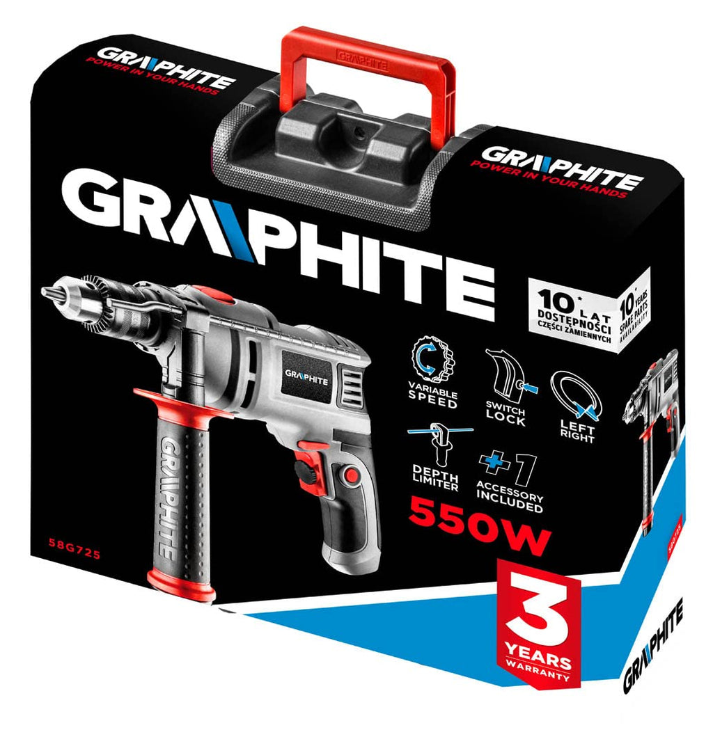 GRAPHITE TRAPANO A PERCUSSIONE 550W, MANDRINO AUTOSERRANTE