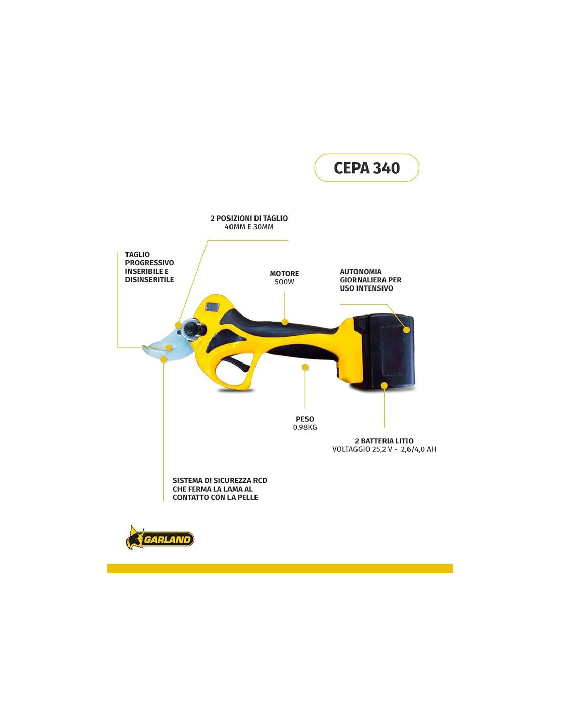 GARLAND POTATORE BATT.2,6/4AH 25,2V CEPA 340SBD-V23